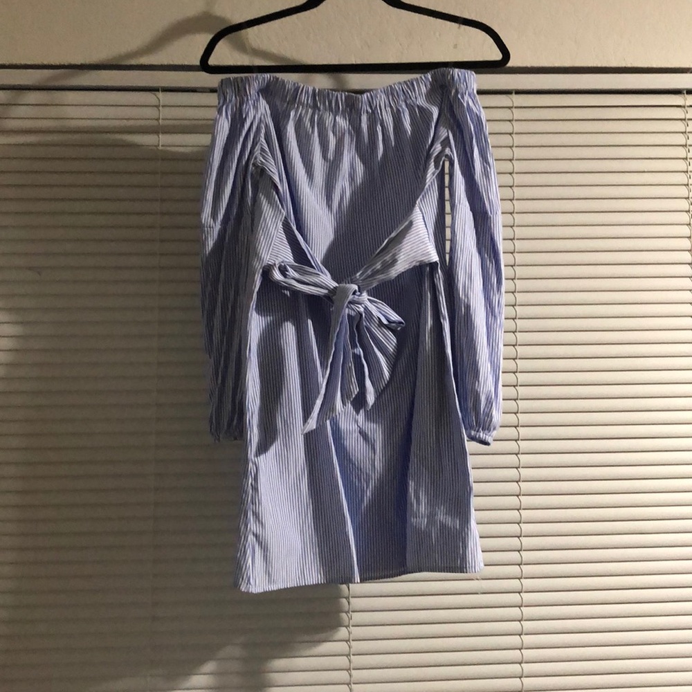 Blue and white stripe dress